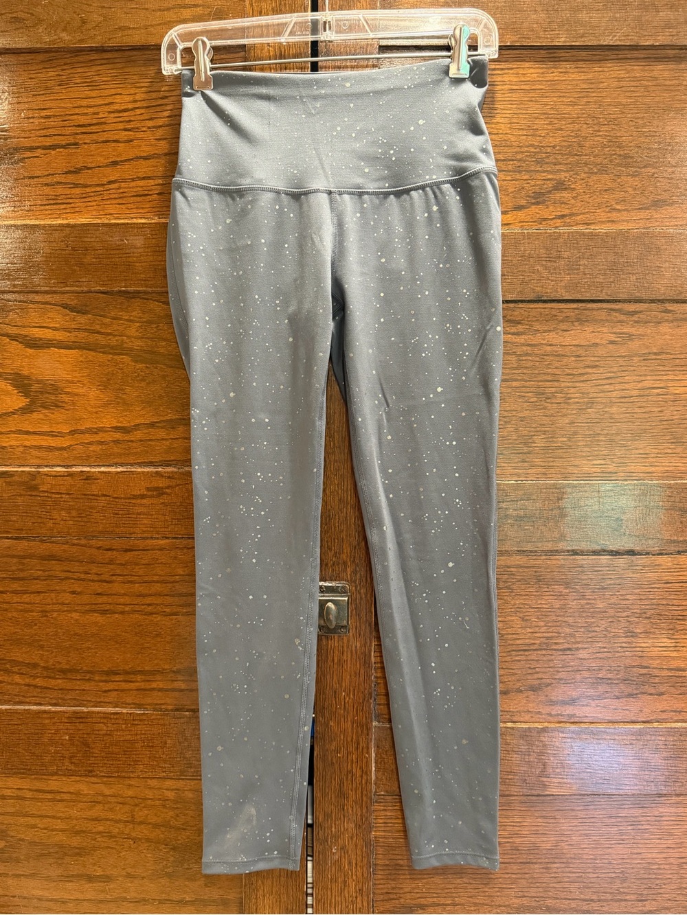 MTA sports small Gray Sparkle metallic splatter High-Waist Leggings athletic